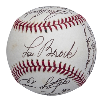 Hall of Famers Multi Signed ONL White Baseball With 17 Signatures Including McCovey, Stargell, & Musial (Doerr Family LOA & PSA/DNA PreCert)